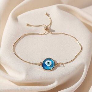 Gold Blue Evil Eye Bracelet A1697